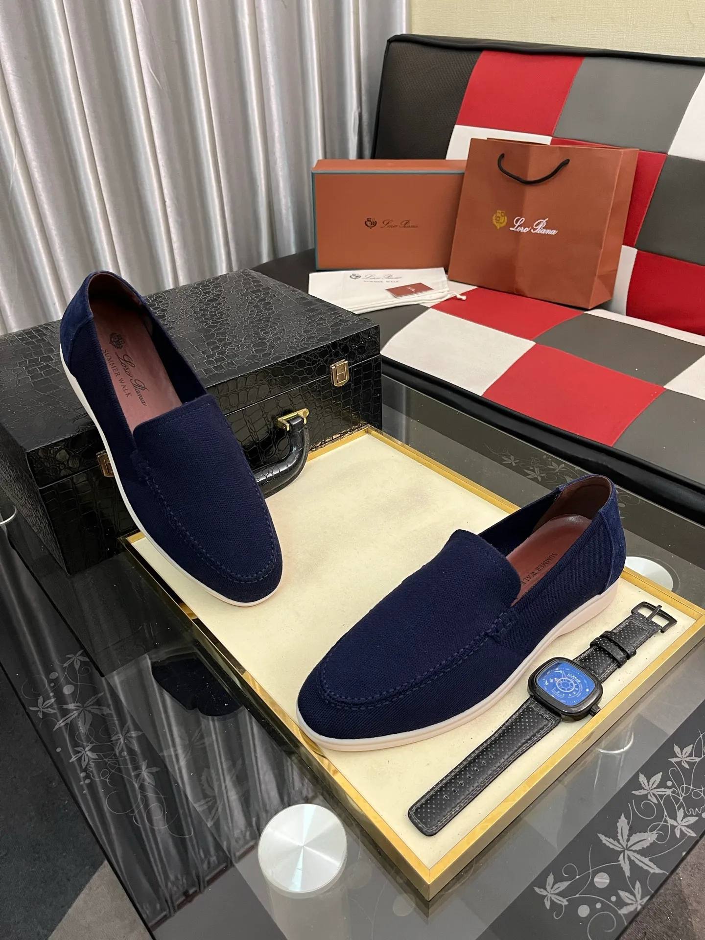 Men's men's shoes💰420⌚️⌚️Loro*Piana pure original 2025 soft and comfortable LP deerskin flat-soled casual star's same style slip-on Loaf men's shoes, size: 38-446️⃣colors available